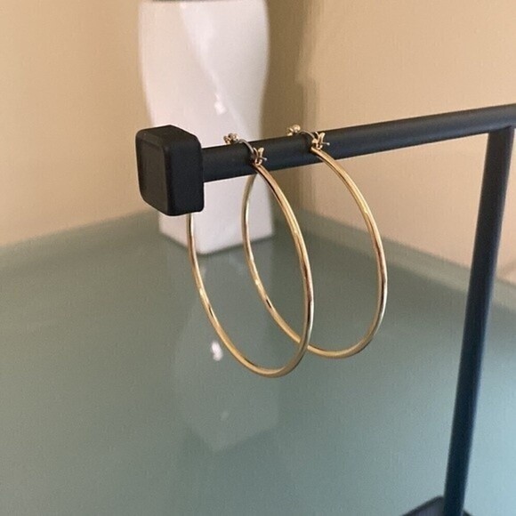14k Yellow Gold Plated Hoop Earrings 2.25' | New - Picture 6 of 7